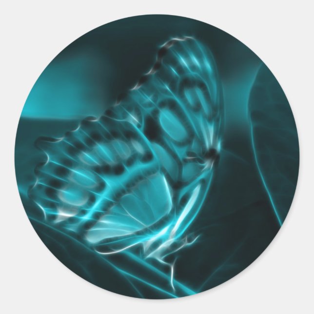 Mitternacht Leidenschaft, Blue Butterfly Kisses Runder Aufkleber (Vorderseite)