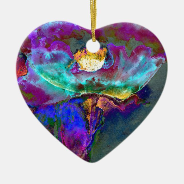 Mitternacht Lila Mohnwasserfarbe Keramikornament (Vorne)