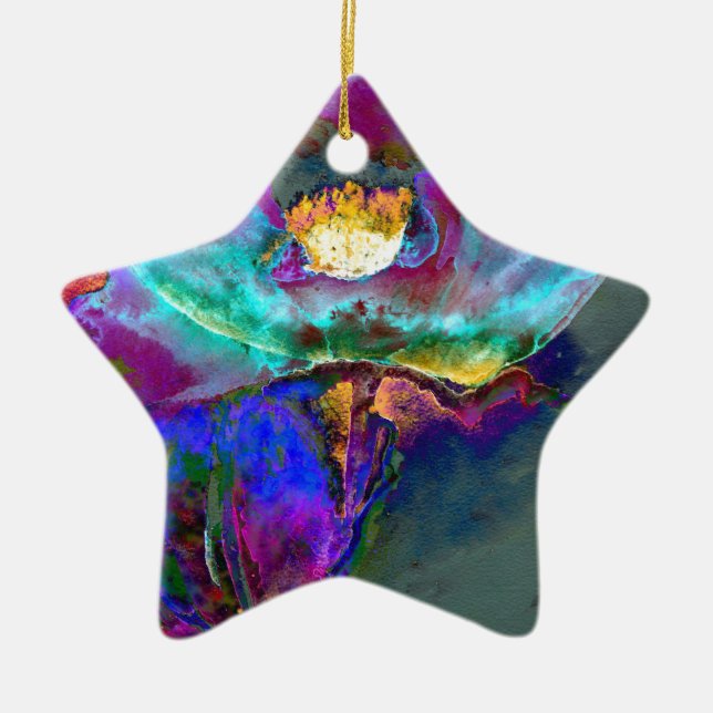 Mitternacht Lila Mohnwasserfarbe Keramikornament (Vorne)