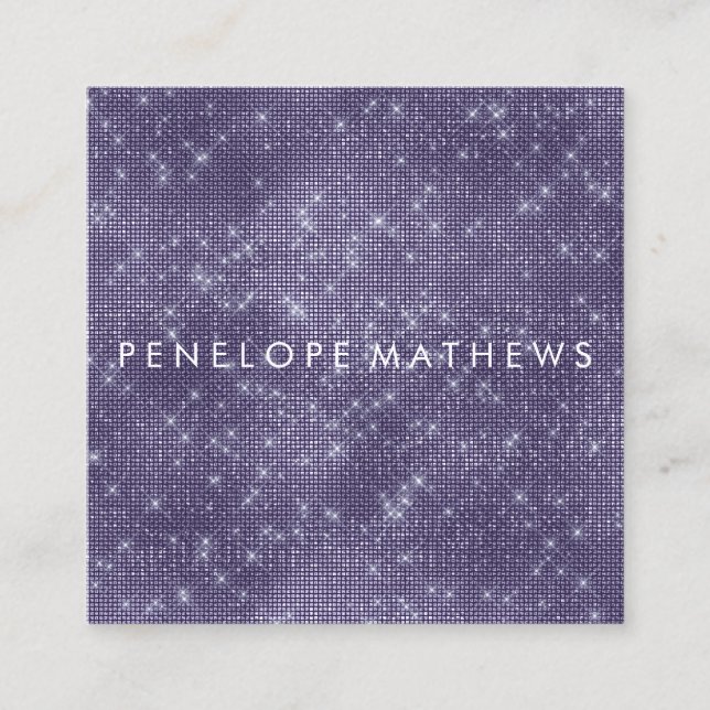 Mitternacht Lila Sparkle Beauty Stylist Quadratische Visitenkarte (Vorderseite)