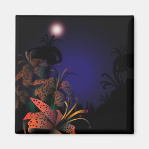 Mitternacht Lilien Kühlschrankmagnet Magnet