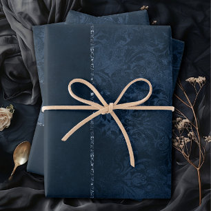 Mitternacht-Marine-Romance Blue Satiny Grunge Da Geschenkpapier Set