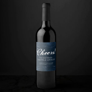 Mitternacht-Marine-Romance Blue Satiny Grunge Da Weinetikett