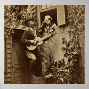 Mitternacht Minstrel Serenade - Vintag 1881 Poster