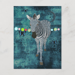 Mitternacht Moonlight Zebra Postkarte