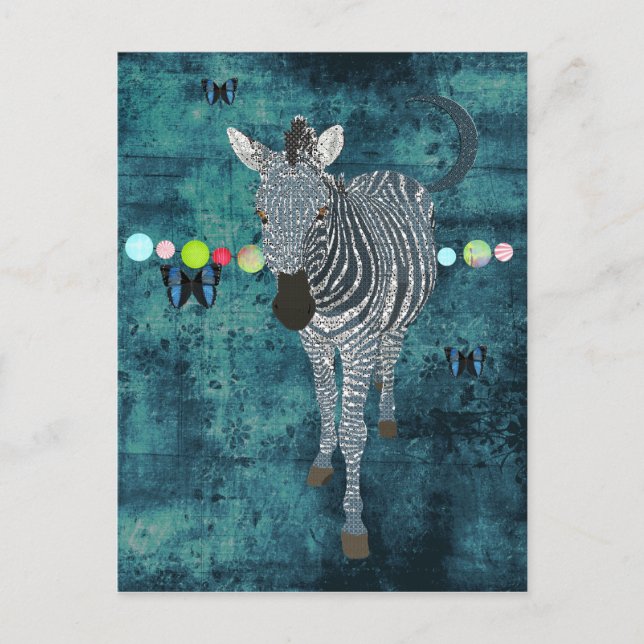 Mitternacht Moonlight Zebra Postkarte (Vorderseite)