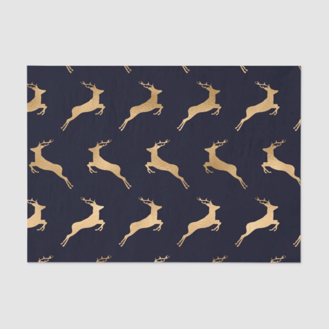 Mitternacht Navy Blue Gold Death Pattern Seidenpapier (Vorderseite)