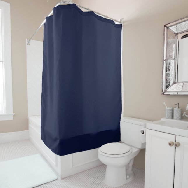 Mitternacht Navy Blue Solid Color Duschvorhang (Beispiel)