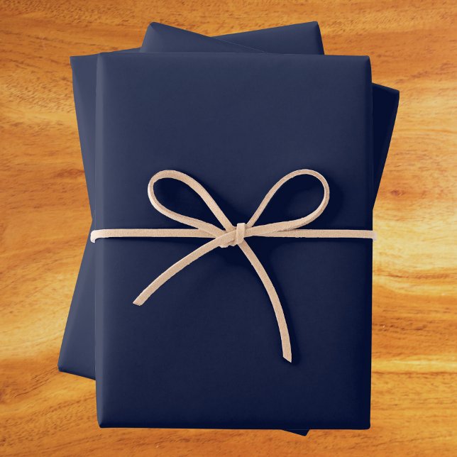 Mitternacht Navy Blue Solid Color Geschenkpapier Set (Von Creator hochgeladen)