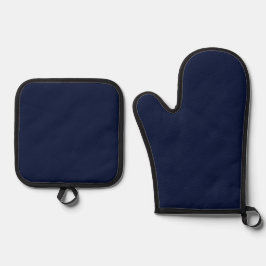 Mitternacht Navy Blue Solid Color Ofenhandschuh & Topflappen-Set