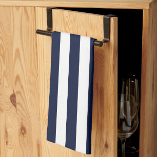 Mitternacht Navy Blue und White Stripes Geschirrtuch
