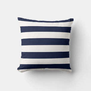Mitternacht Navy Blue und White Stripes Kissen