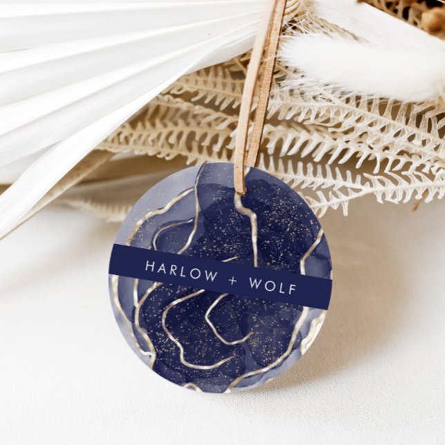 Mitternacht Navy Gold Elegante Moderne Hochzeit Geschenkanhänger (Von Creator hochgeladen)