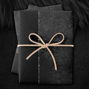 Mitternacht Onyx Romance Black Satiny Grunge Dam Geschenkpapier Set