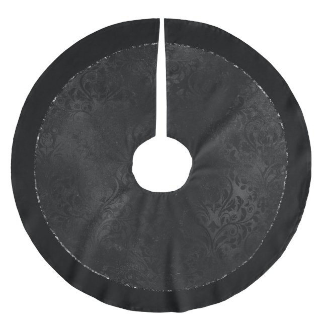 Mitternacht Onyx Romance | Black Satiny Grunge Dam Polyester Weihnachtsbaumdecke (Vorderseite)