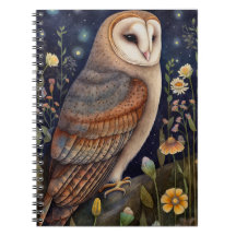 Mitternacht Owl Spiral Foto Notebook