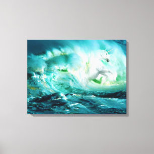 Mitternacht Ozean Unicorn Stretched Canvas Print Leinwanddruck