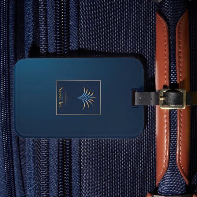Mitternacht Palm Collection Navy Blue & Gold Gepäckanhänger (Vorderseite Insitu 4)