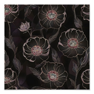 Mitternacht Poppy Eleganz Fotodruck