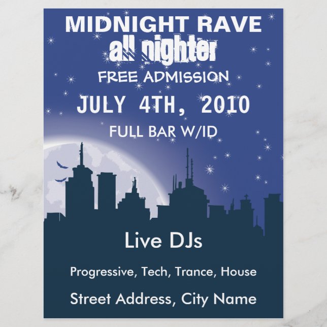 Mitternacht Rave Flyer (Vorne)