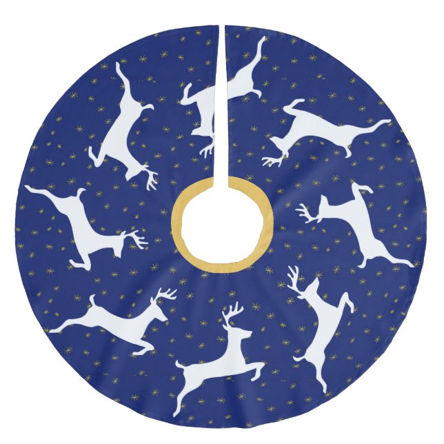 Mitternacht Reindeer Polyester Weihnachtsbaumdecke (Vorderseite)