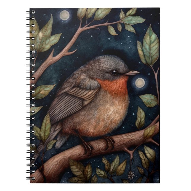 Mitternacht Robin Spiral Foto Notebook Notizblock (Vorderseite)