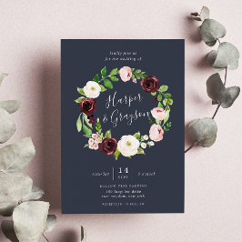 Mitternacht-Romance Wreath Wedding Einladung