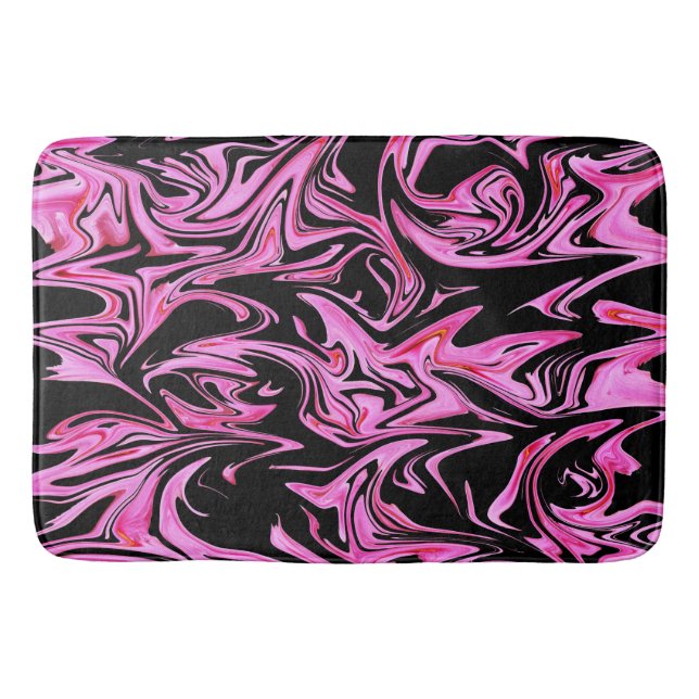 "Mitternacht Rose: Die rosa und schwarze Marmorfus Badematte (Vorderseite)