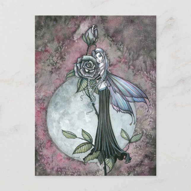 Mitternacht Rose Fairy Postcard von Molly Harrison Postkarte (Vorderseite)