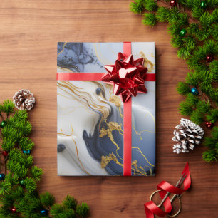 Mitternacht Saphir Marmor mit Goldfäden Geschenkpapier