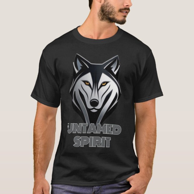 Mitternacht Schwarz und Metallische Silver Wolf Lo T-Shirt (Vorderseite)