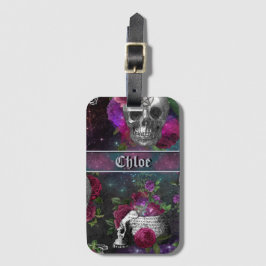 Mitternacht Silver Gothic Hexe Schädel und Rose Lu Gepäckanhänger
