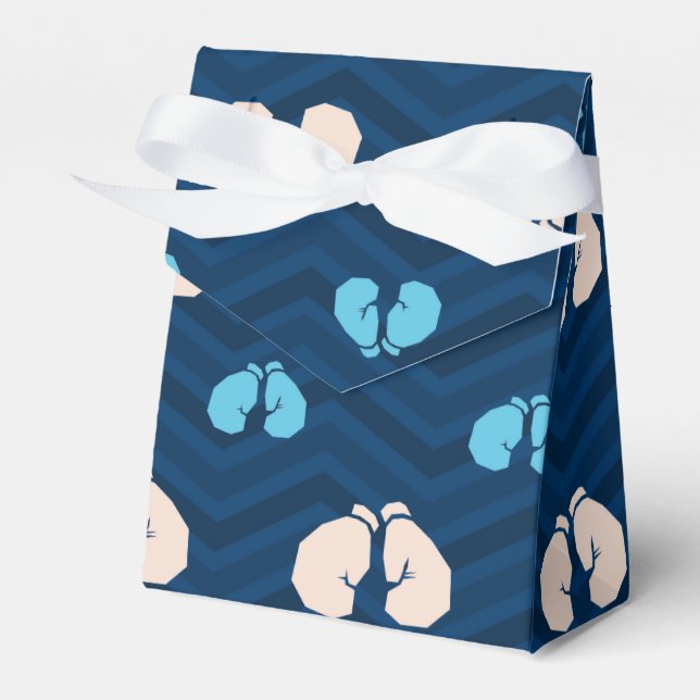 Mitternacht, Sky Blue, Tan, Boxhandschuhe Zickzack Geschenkschachtel (Vorderseite)