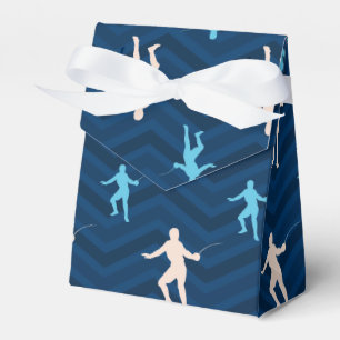 Mitternacht, Sky Blue, Tan, Zickzack Muster Geschenkschachtel