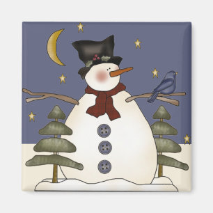 Mitternacht Snowman Weihnachten und Winter Magnet