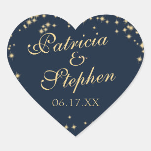 Mitternacht Stars Twinkle Wedding Herz-Aufkleber
