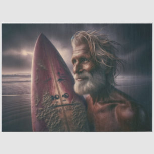 Mitternacht-Surfbrett und Surfer-Decoupage Seidenpapier