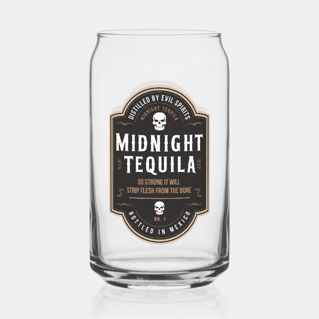 Mitternacht Tequila Halloween-Party Vintag Dosenglas (Vorderseite)