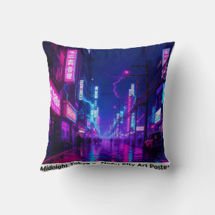 Mitternacht Tokio — Neon Cyberpunk Kissenhülle Kissen