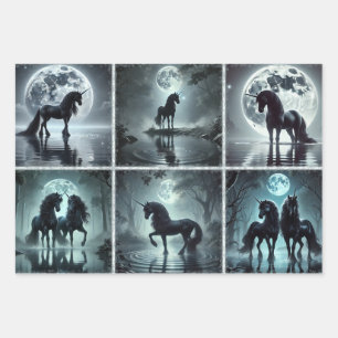 Mitternacht Unicorns Wrapping Paper Geschenkpapier Set