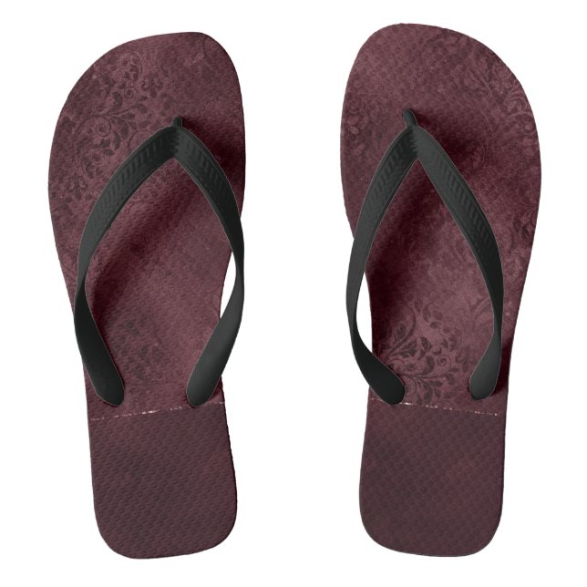 Mitternacht Wein Romance | Dunkler Satiny Grunge D Flip Flops (Fußbett)