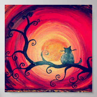 Mitternacht Whimsical Cat Poster