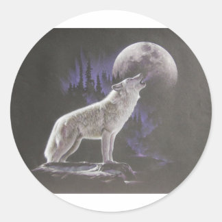 Mitternacht Wolf Runder Aufkleber