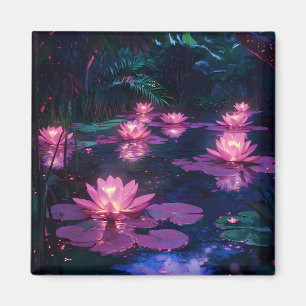 Mitternacht Zen Natur Rosa Lotus Teich Magnet