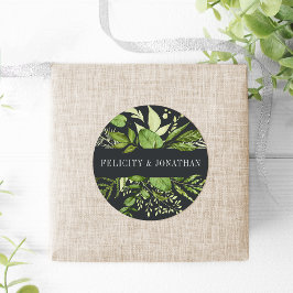 Mitternachtgarten | Grüne Botanische Hochzeit Runder Aufkleber