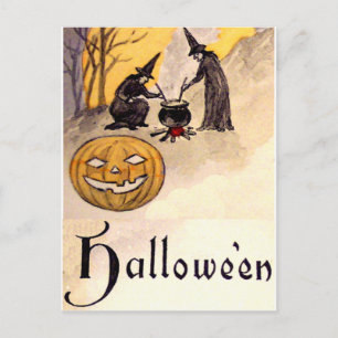 Mitternächtliche Hexerei (Vintage-Halloweenkarte) Postkarte