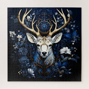 Mitternächtliche himmlische Blumen-Gotik-Hirsch Puzzle