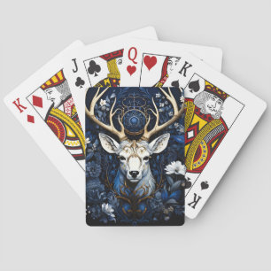 Mitternachtliche himmlische Blumen-Gotik-Hirsch Spielkarten