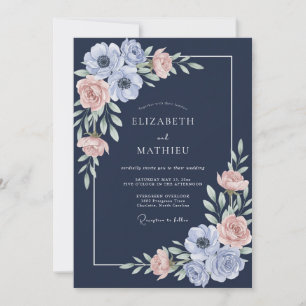 Mitternachts-Anemonen-Hochzeit Einladung