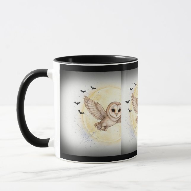 Mitternachts Barn Eule Halloween Tasse (Links)
